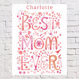Bästa Mamma någonsin-Personligens vattenfärg Poster