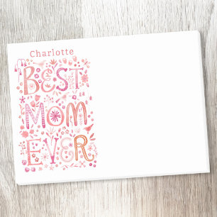 Bästa mamma någonsin Personligt namn Blommig Post-it Block