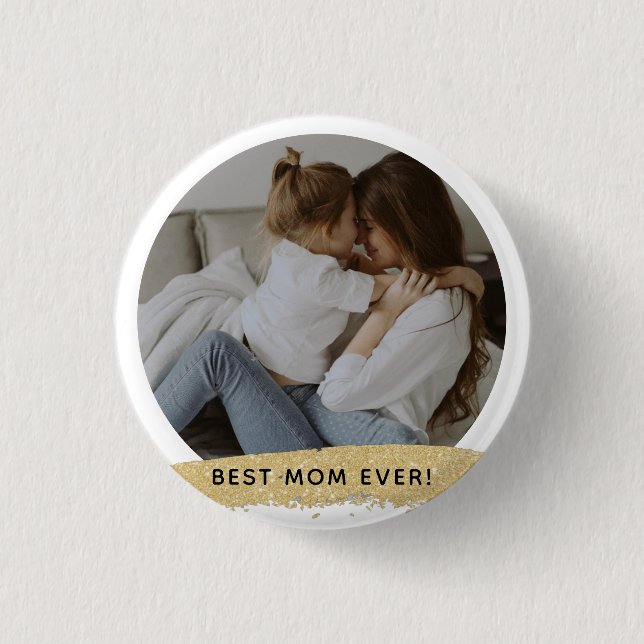 Bästa Mamma någonsin - Photo Mors dag Gift Knapp (Framsida)