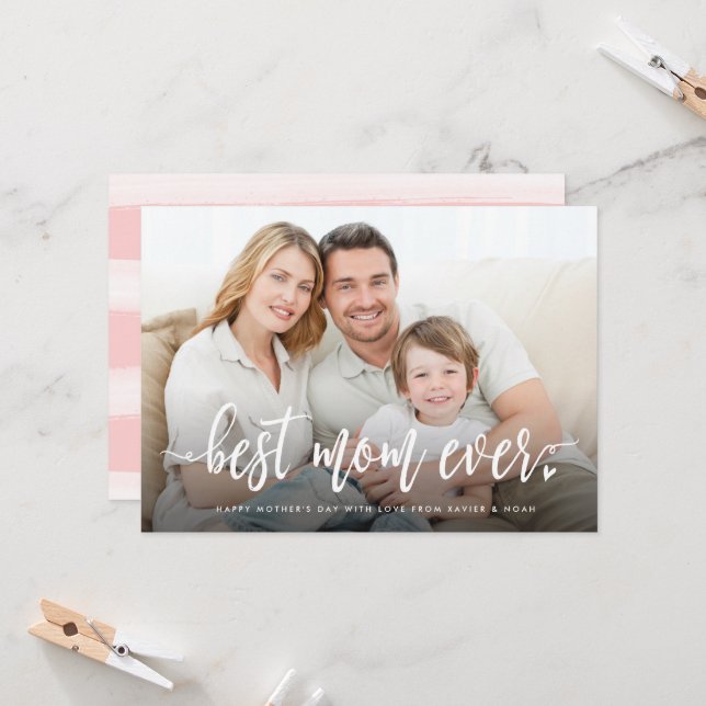 Bästa Mamma någonsin Photo Mors dag Kort (Fram/Back In Situ)