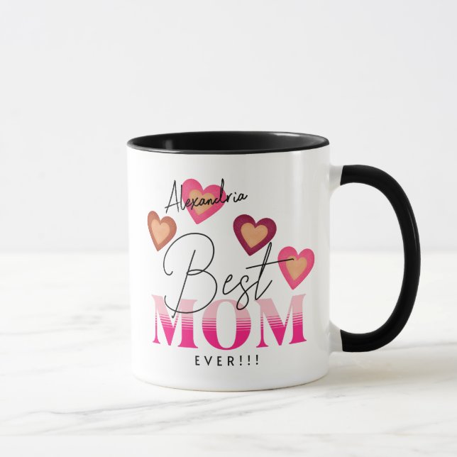 Bästa Mamma någonsin, Photo Template Hearts Coffee Mugg (Höger)