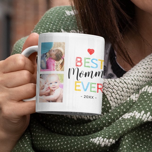 Bästa mamma någonsin presentfoto kaffemugg (Skapare uppladdad)