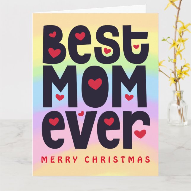Bästa Mamma någonsin Rainbow God jul Helgdag Kort (Gul blomma)