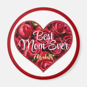 Bästa Mamma någonsin Red Heart Elegant Modern Mors Magnet