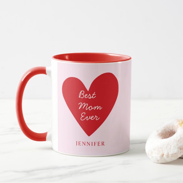 Bästa Mamma någonsin Red Heart Mors dag-gåva Mugg (Med munk)