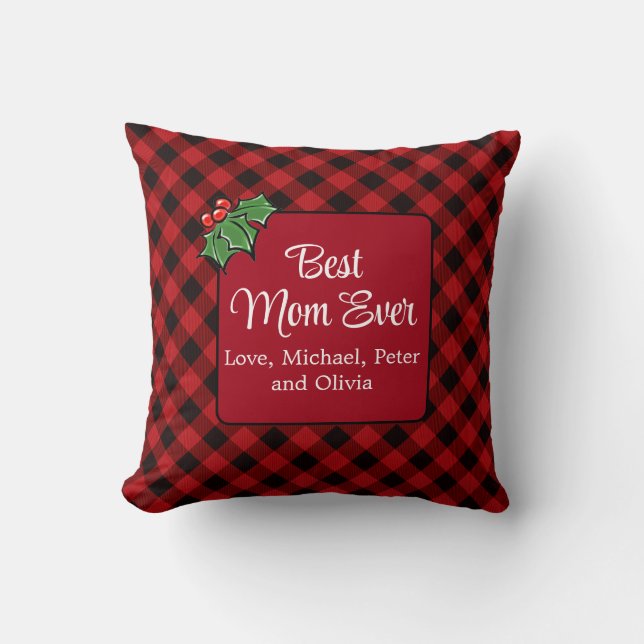 Bästa Mamma någonsin, Red Play Holly, julklapp Kudde (Framsida)
