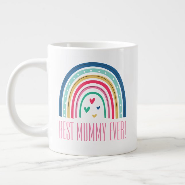 Bästa Mamma Någonsin Regnbåge Jumbo Mugg (Vänster)