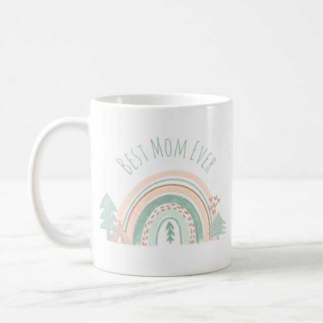 Bästa Mamma någonsin regnbågsbergen Kaffemugg (Vänster)