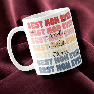 Bästa Mamma någonsin Retro-barn namn Mors dag-gåva Kaffemugg