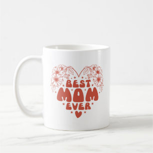 Bästa Mamma någonsin Retro Blommigt Röda Mors dag  Kaffemugg