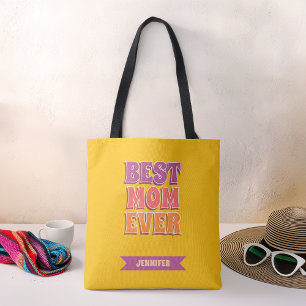 Bästa mamma någonsin Retro Färgglad funky anpassat Tygkasse