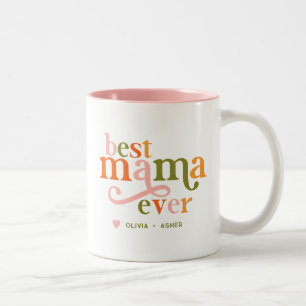 Bästa Mamma någonsin Retro-färgstark skrift Två-Tonad Mugg