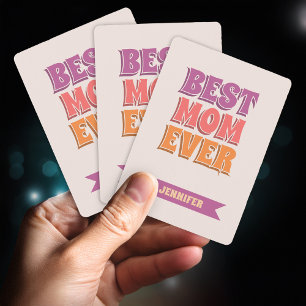 Bästa mamma någonsin Retro rosa färg Anpassat namn Casinokort