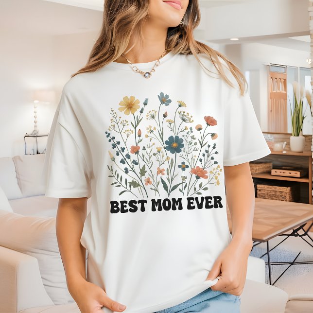 Bästa Mamma någonsin Retro Wildblomma Shirt, Gift  T Shirt (best mom ever shirt, retro mom shirt, wildflowers shirt, mom gift shirt, mothers day shirt)