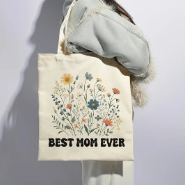 Bästa Mamma någonsin Retro Wildblomma Tote Bag för Tygkasse