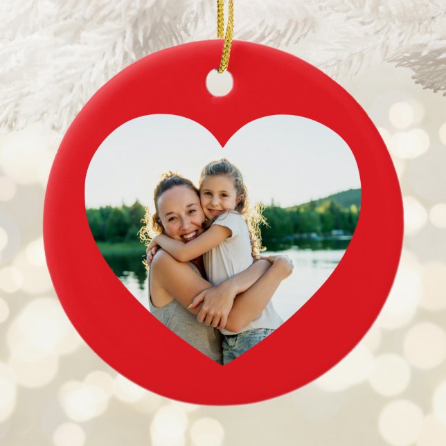 Bästa mamma någonsin Röd hjärtrand Julgransprydnad Keramik (Best Mom Ever Red Heart Border Ceramic Ornament)