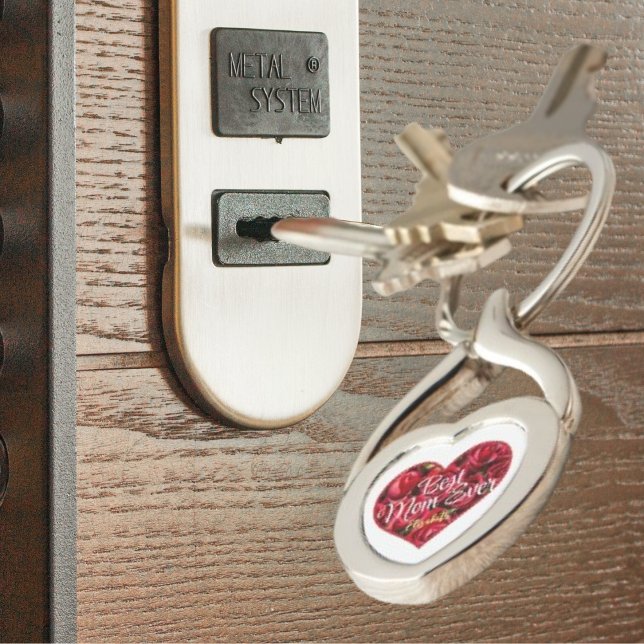 Bästa Mamma någonsin Röd ros Heart Mors dag Twisted Heart Silverfärgad Nyckelring (Skapare uppladdad)