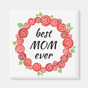 Bästa mamma någonsin röd ros-utandningen mors dag magnet