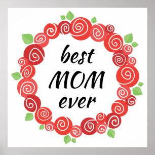 Bästa mamma någonsin röd ros-utandningen mors dag poster
