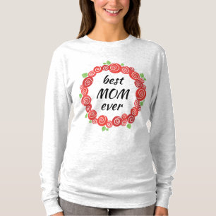 Bästa mamma någonsin röd ros-utandningen vår t shirt