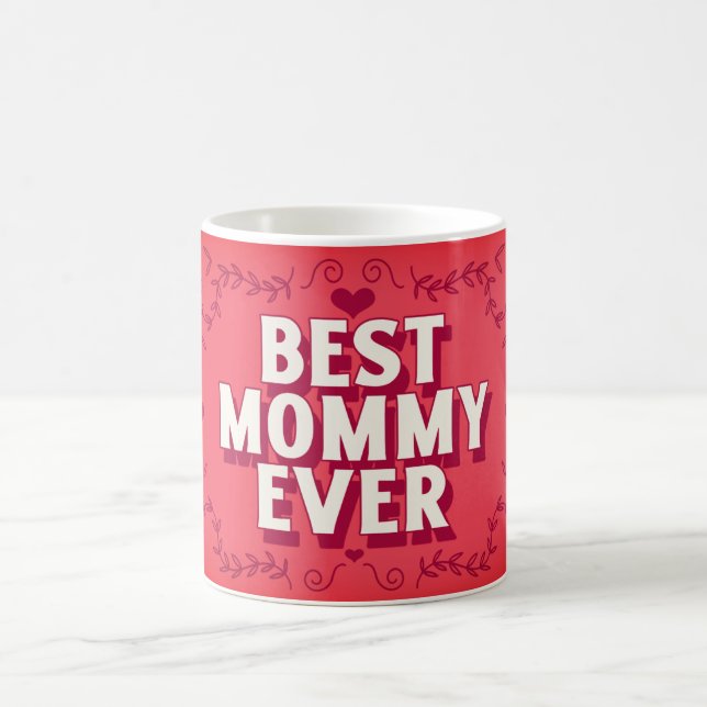 Bästa Mamma Någonsin Röd Scroll Hjärta Mors Dag Mu Kaffemugg (Center)