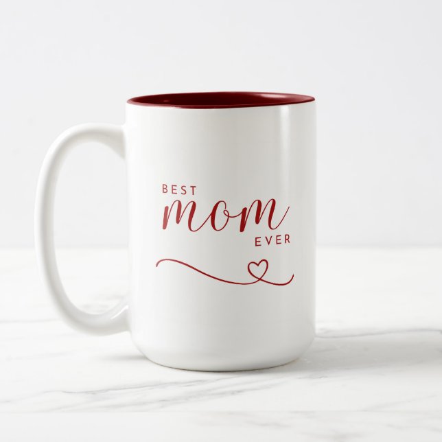 Bästa Mamma någonsin röda eleganten Två-Tonad Mugg (Vänster)