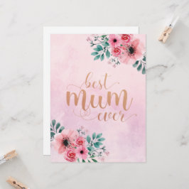 Bästa mamma någonsin Rosa akvarell blomma Mors dag