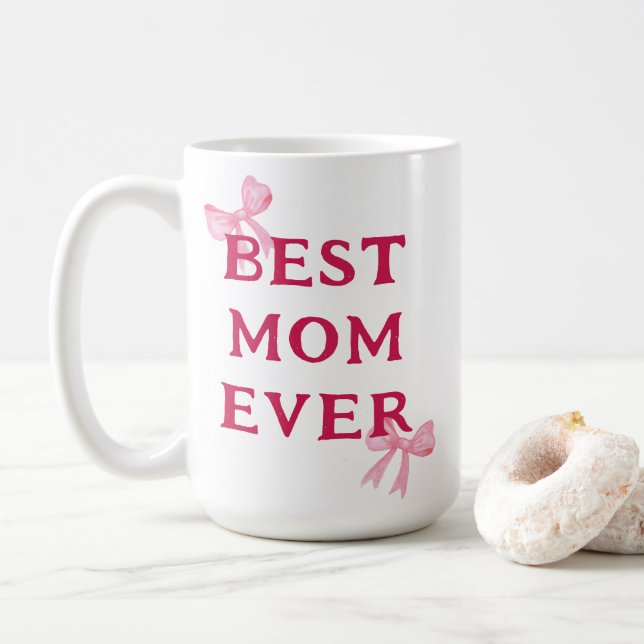 Bästa mamma någonsin Rosa båge Minimalt morsdag pr Kaffemugg (Med munk)
