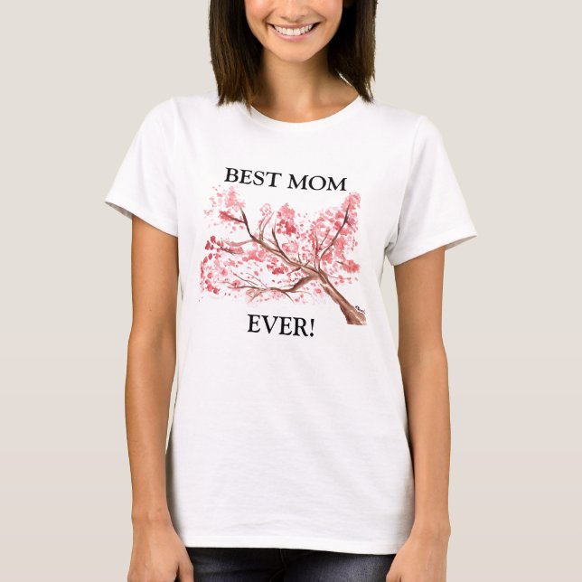 Bästa Mamma någonsin Rosa-blommar för körsbär T Shirt (Framsida)