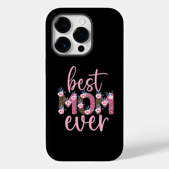 Bästa Mamma någonsin-Rosa-Blommigt Djurutskrift (Baksida)