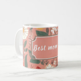 Bästa Mamma någonsin Rosa Blommönster Coffee Mugg