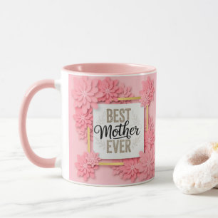 "Bästa mamma någonsin" Rosa blommor I Morsdag pres Mugg