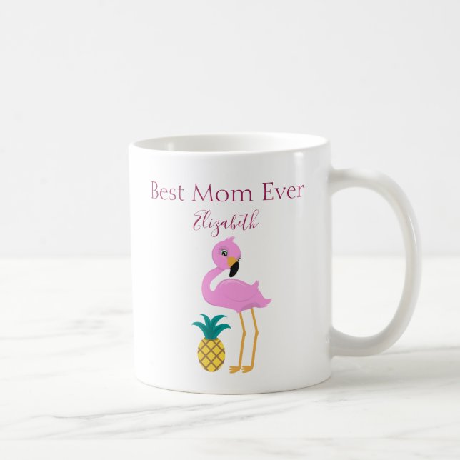 Bästa Mamma någonsin Rosa Flamingo Kaffemugg (Höger)