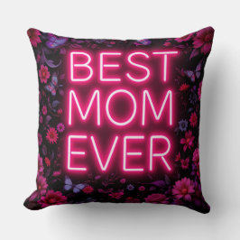 Bästa Mamma någonsin Rosa Flowers Neon Färg Kudde