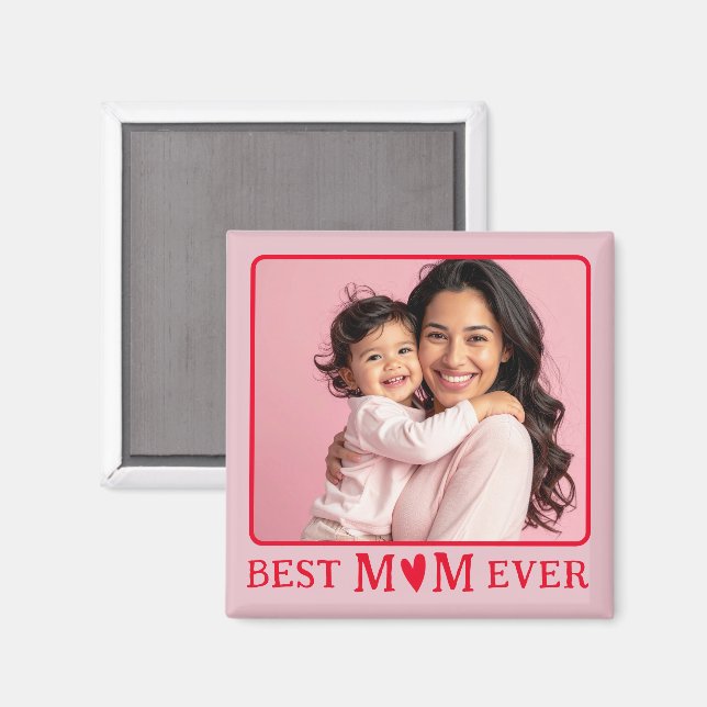 Bästa mamma någonsin Rosa Foto Magnet (Front/Back)
