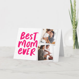 Bästa mamma någonsin rosa foto Mors dag-kort Kort