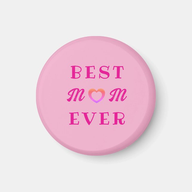 Bästa Mamma någonsin Rosa Heart Mors dag Gift Magnet (Framsidan)