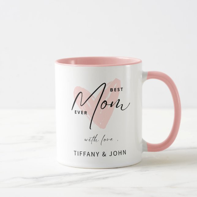 Bästa Mamma någonsin Rosa Heart-skriptet Cute Mess Mugg (Höger)