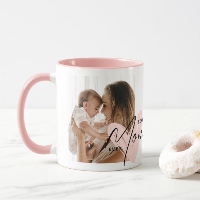 Bästa Mamma någonsin Rosa Heart-skriptet Cute Mess Mugg (Med munk)