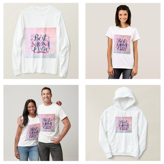 Bästa Mamma någonsin Rosa Hearts Butterflies och B T Shirt (Best Mom Ever Pink Hearts Butterflies and Floral T-Shirt)