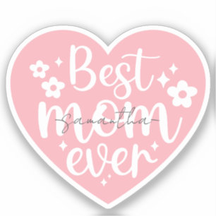 Bästa Mamma någonsin - Rosa hjärta Klistermärken