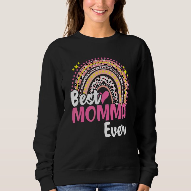 Bästa mamma någonsin Rosa Leopard Rainbow Mors dag T Shirt (Framsida)