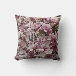 Bästa Mamma någonsin Rosa Magnolia Flowers Blommig Kudde