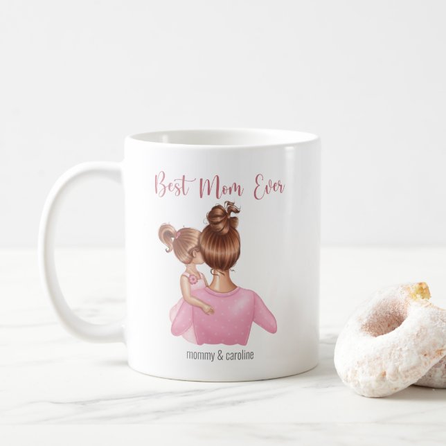 Bästa Mamma någonsin-Rosa-Personlig Kaffemugg (Med munk)