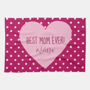 Bästa Mamma någonsin rosa polka dots Kökshandduk