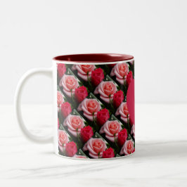 Bästa Mamma någonsin Rosa Red Blommönster Heart Två-Tonad Mugg