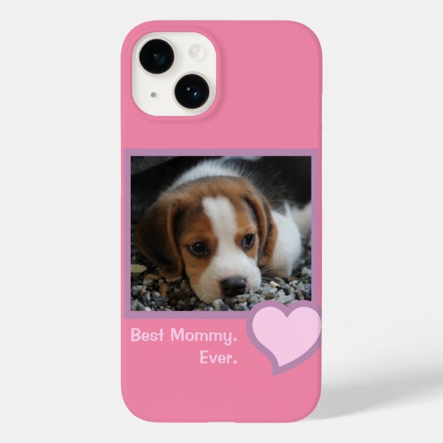 Bästa Mamma någonsin Rosa Text Pet Beagle Photo (Baksida)