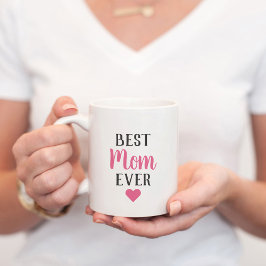 Bästa mamma någonsin Rosa textat hjärta Kaffemugg