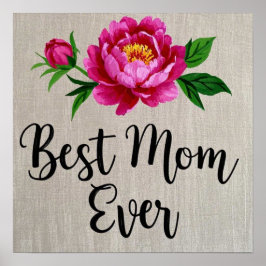 Bästa Mamma någonsin Rosa vattenfärgsblomma Poster