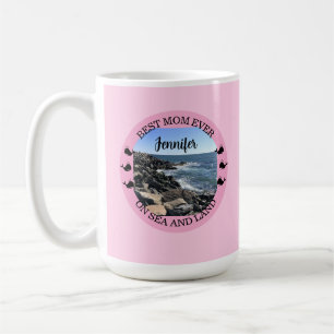 Bästa Mamma någonsin-runda foto av Atlantens Rosa Kaffemugg